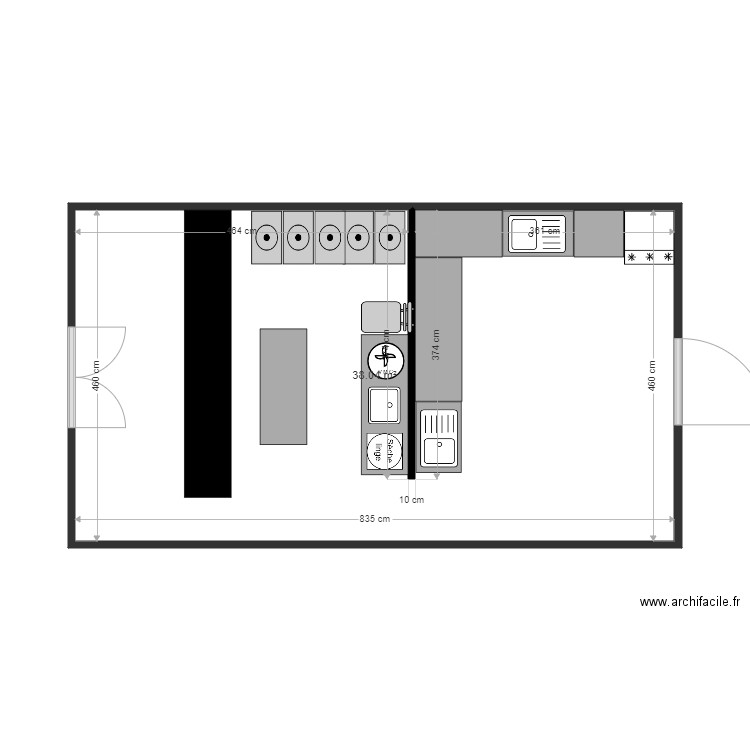 seven frey. Plan de 1 pièce et 38 m2