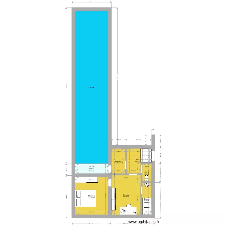 annexe avec piscine 16 m. Plan de 