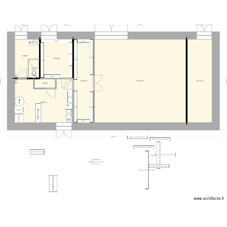 labo transfo. Plan de 8 pièces et 129 m2