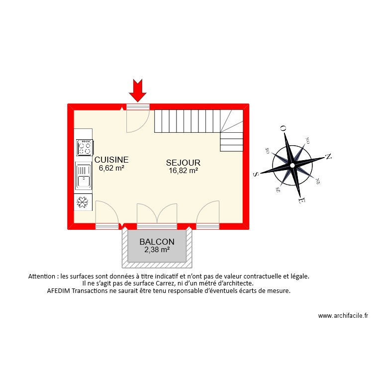 BI7092 etage 2 niveau 1. Plan de 3 pièces et 26 m2