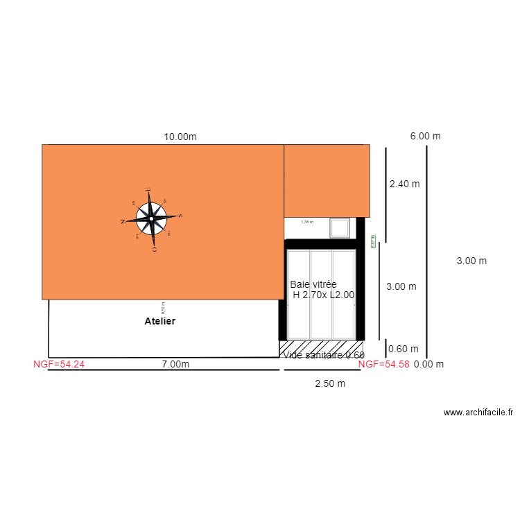 Facade EST   chalet 50  Ee. Plan de 0 pièce et 0 m2