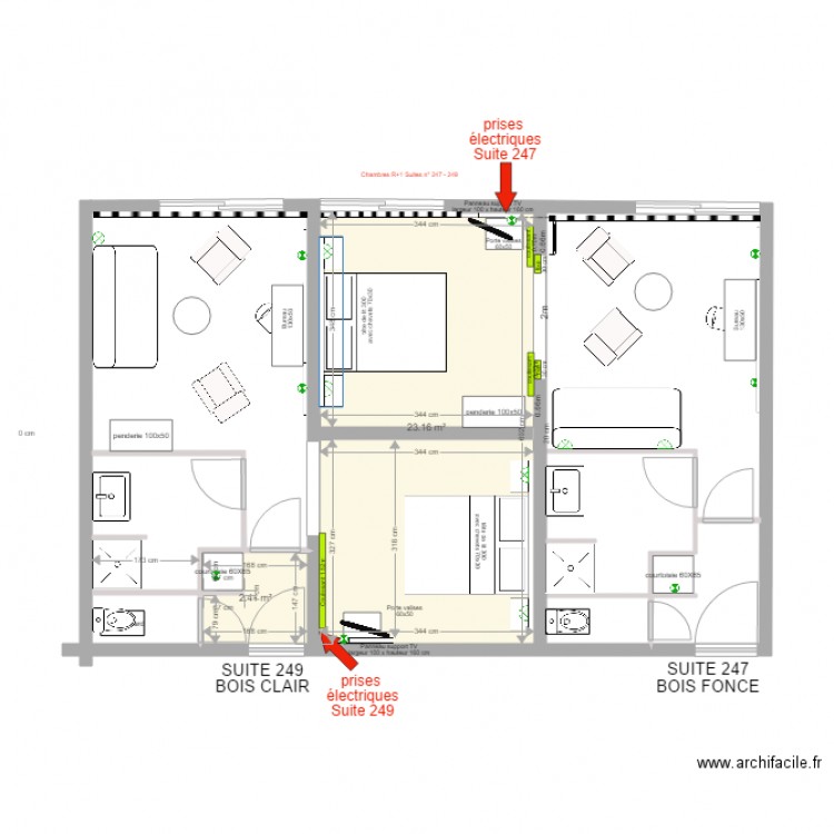 CHAMBRE TYPE B SUITE. Plan de 0 pièce et 0 m2