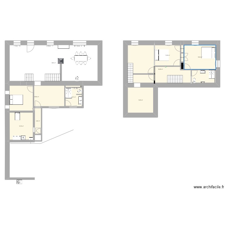 Plan Rénovation Wierre. Plan de 12 pièces et 186 m2