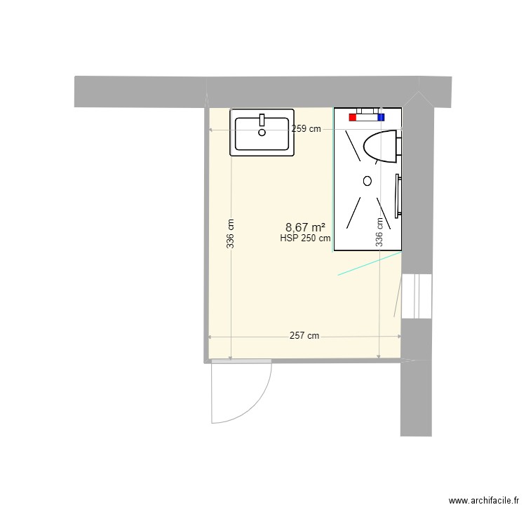 BONNEFOY ANTOINE. Plan de 1 pièce et 9 m2