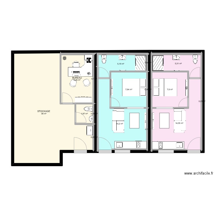 VILLIERS OP 2. Plan de 17 pièces et 104 m2