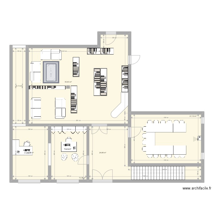 SOUS SOL HOTEL. Plan de 6 pièces et 155 m2