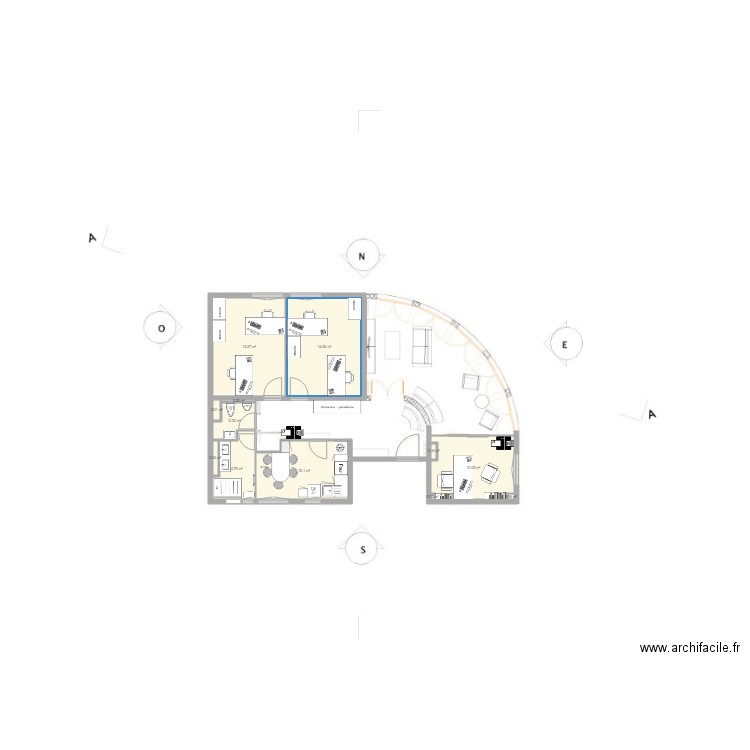 aurelien  V1. Plan de 12 pièces et 57 m2