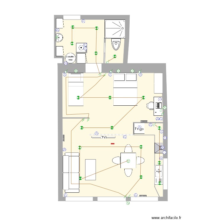 appartement projet électricité . Plan de 0 pièce et 0 m2