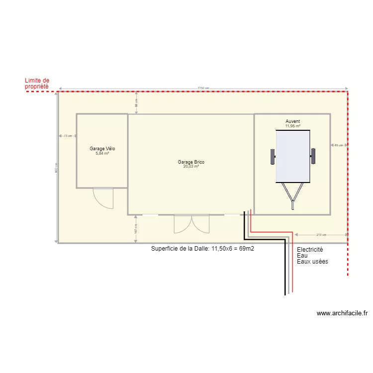 Plan garage Auvent Gauche Vrai. Plan de 