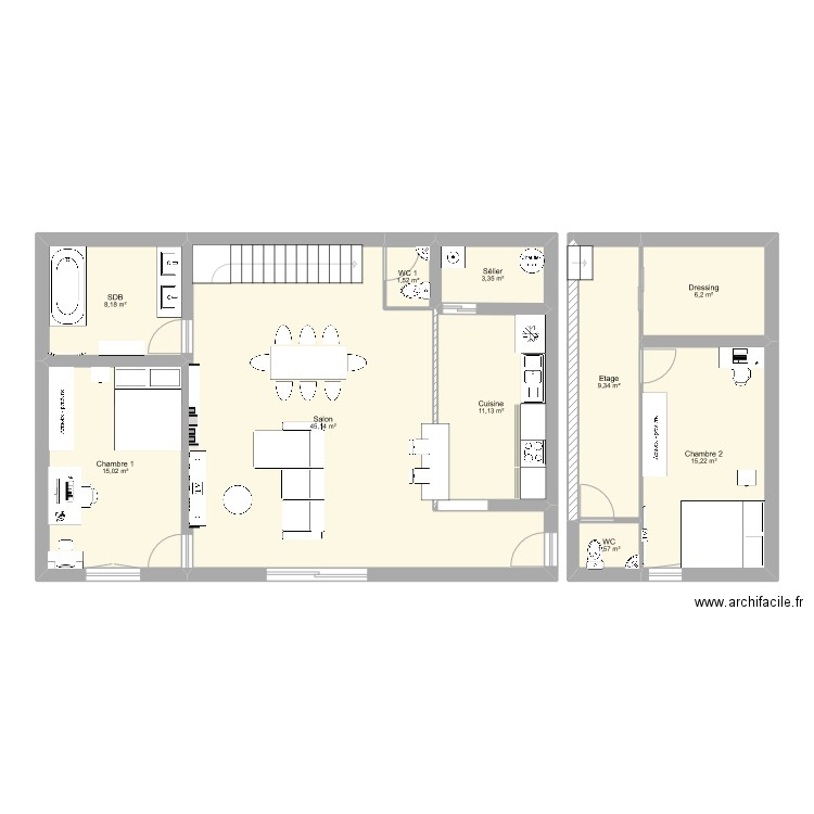 Maison Spank Edum. Plan de 10 pièces et 117 m2