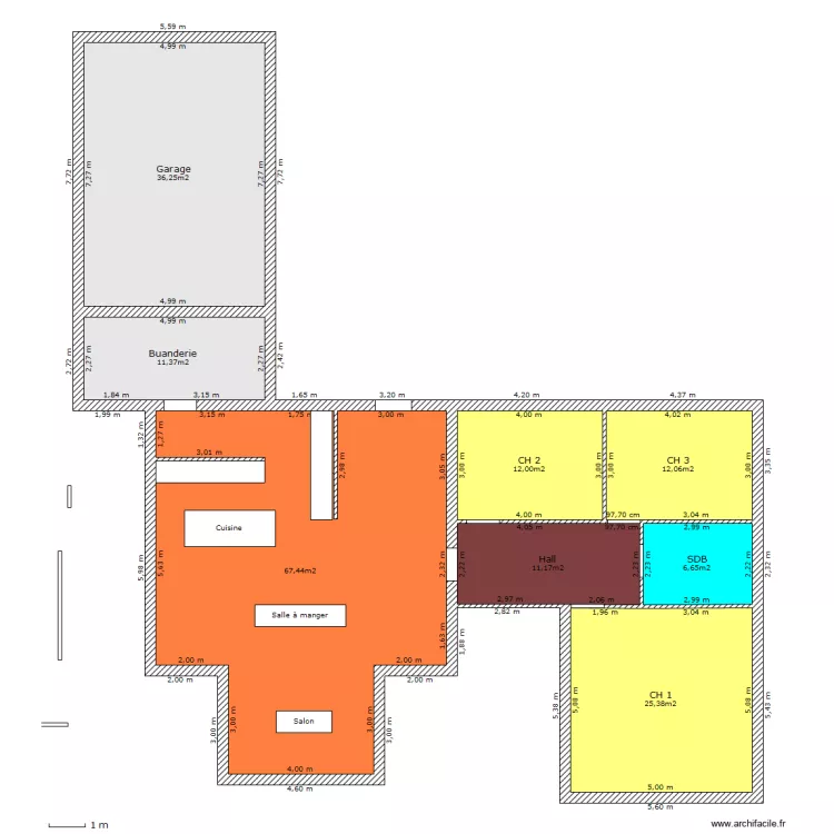 Salon avanc&eacute;. Plan de 
