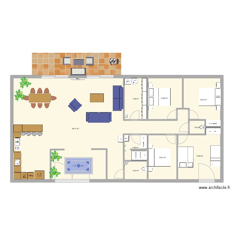 Cisternes. Plan de 9 pièces et 162 m2