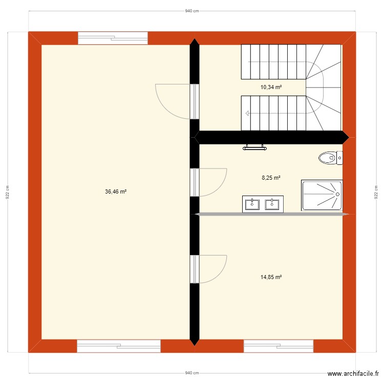 SANSONNE  R1 . Plan de 4 pièces et 70 m2