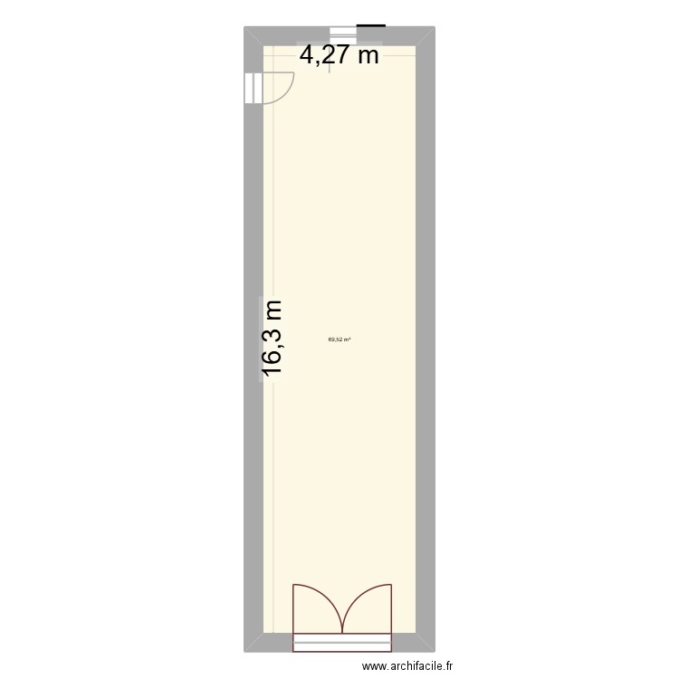 mayran2. Plan de 1 pièce et 70 m2