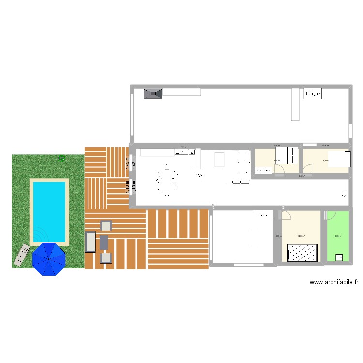 PLAN1. Plan de 9 pièces et 43 m2