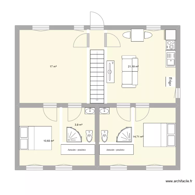 APPARTEMENT 1 Etage côté Parking. Plan de 5 et 67 m² APPARTEMENT 1 Etage côté Parking. Plan de 5 et 67 m²