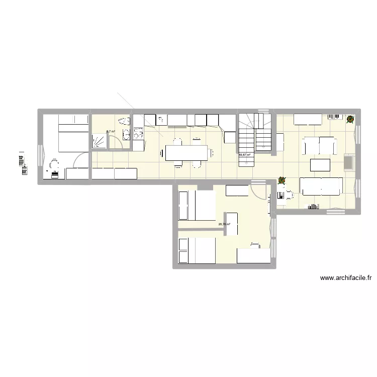 Dubarde iiii. Plan de 3  et 74 m²