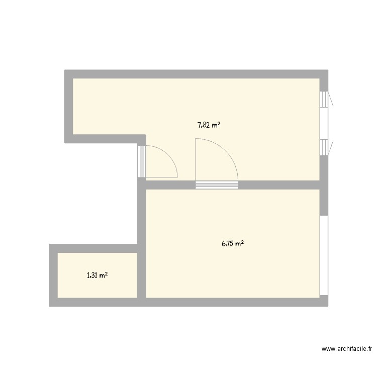 Plano 1. Plan de 3 pièces et 16 m2