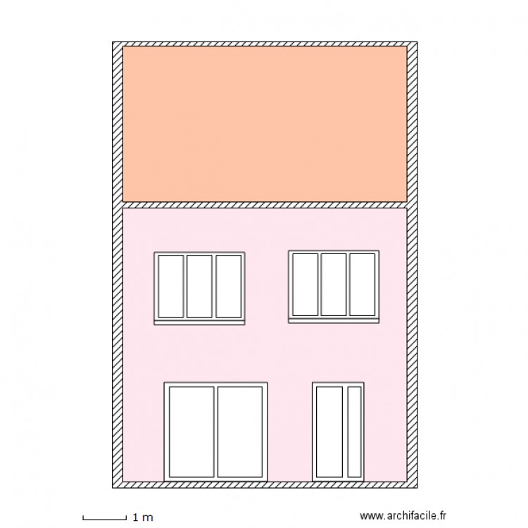 Facade arriere projet porte et baie coulissante. Plan de 0 pièce et 0 m2