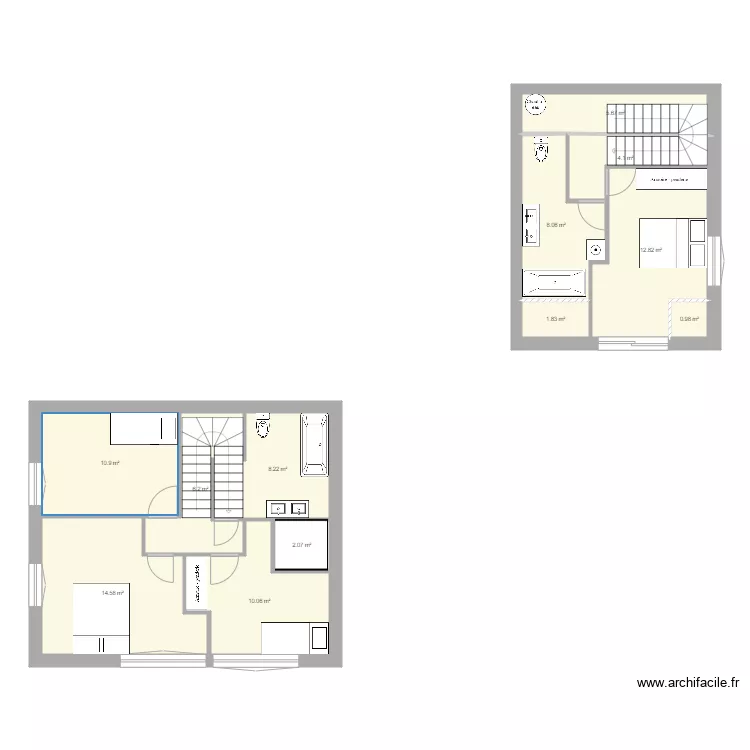 &eacute;tage R2 maison principal. Plan de 