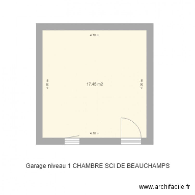 sci beauchamps garage niveau 1 CHAMBRE. Plan de 1 pièce et 17 m2