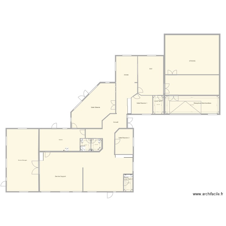 Projet avec 1 cloison sans surfaces. Plan de 12 pièces et 407 m2