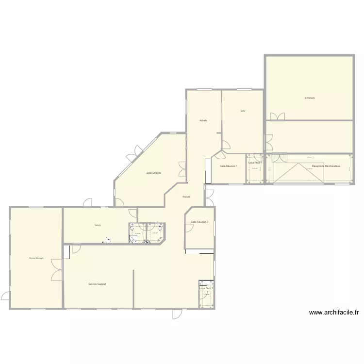 Projet avec 1 cloison sans surfaces. Plan de 