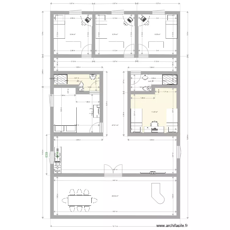 maison p3. Plan de 