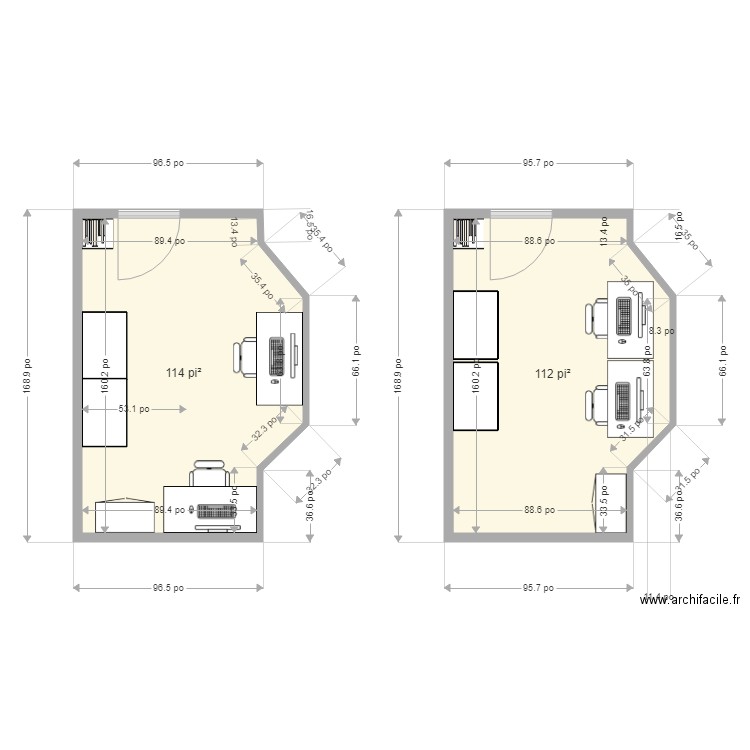 BUREAU DU BLAINVILLIER. Plan de 0 pièce et 0 m2