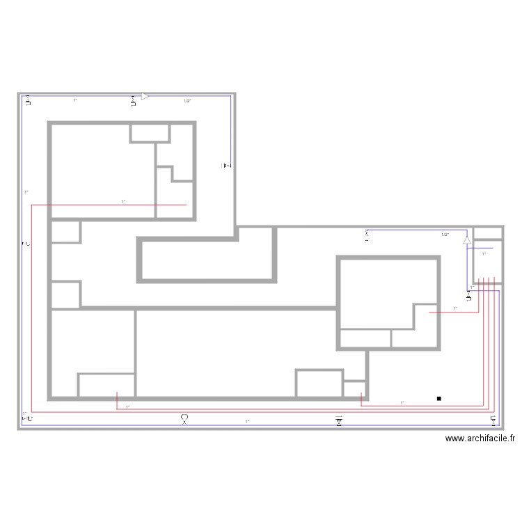 water supply network rev0. Plan de 18 pièces et 494 m2