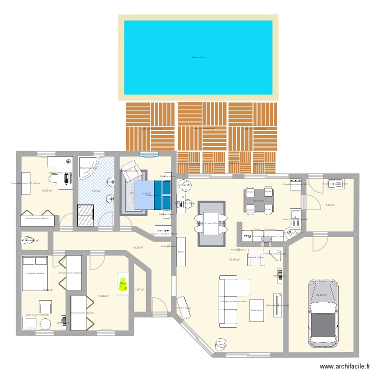 MAISON . Plan de 11 pièces et 150 m2