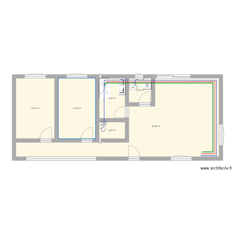 plan4. Plan de 6 pièces et 75 m2