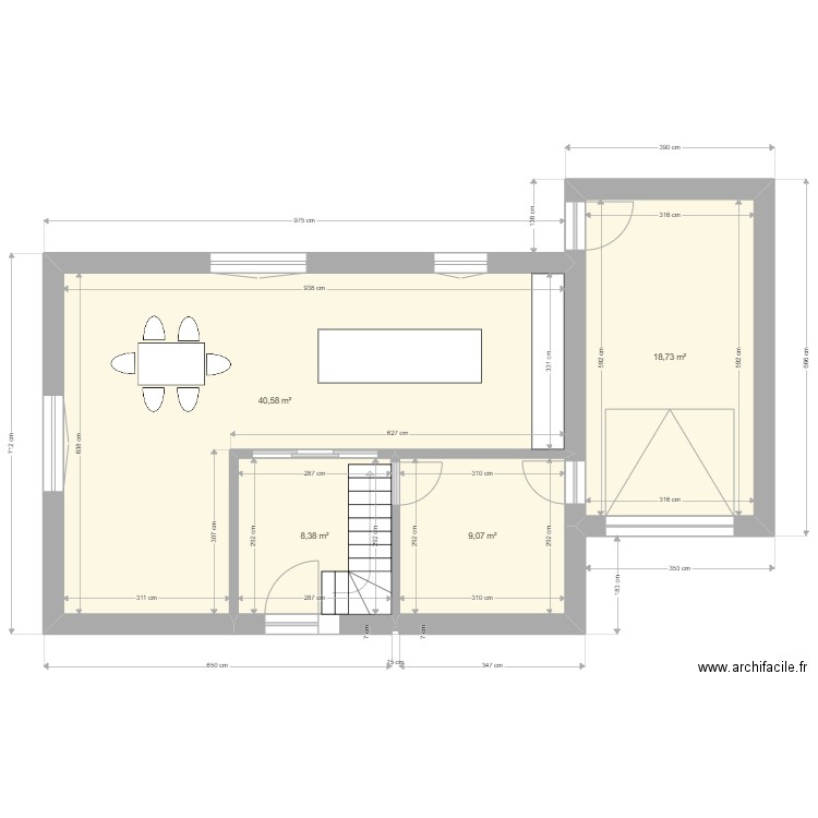 Dessy V1. Plan de 4 pièces et 77 m2