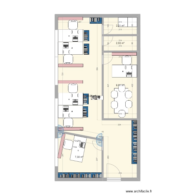 BUREAU A MINIMA. Plan de 5 pièces et 50 m2