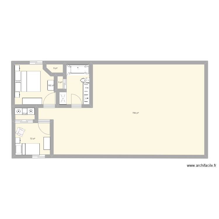 petite chambre. Plan de 6 pièces et 97 m2