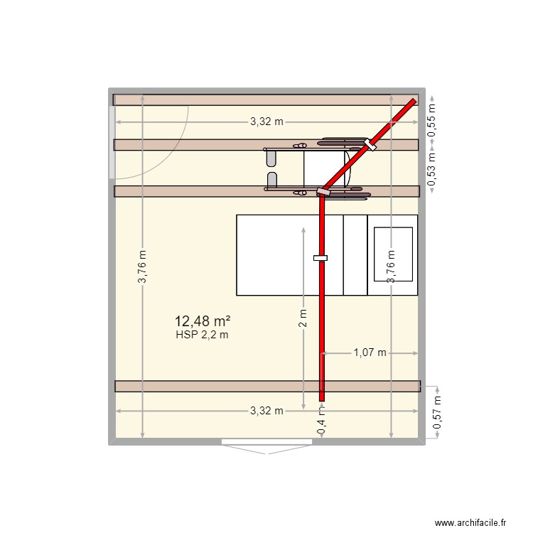 VAN MUISWINKEL. Plan de 1 pièce et 12 m2