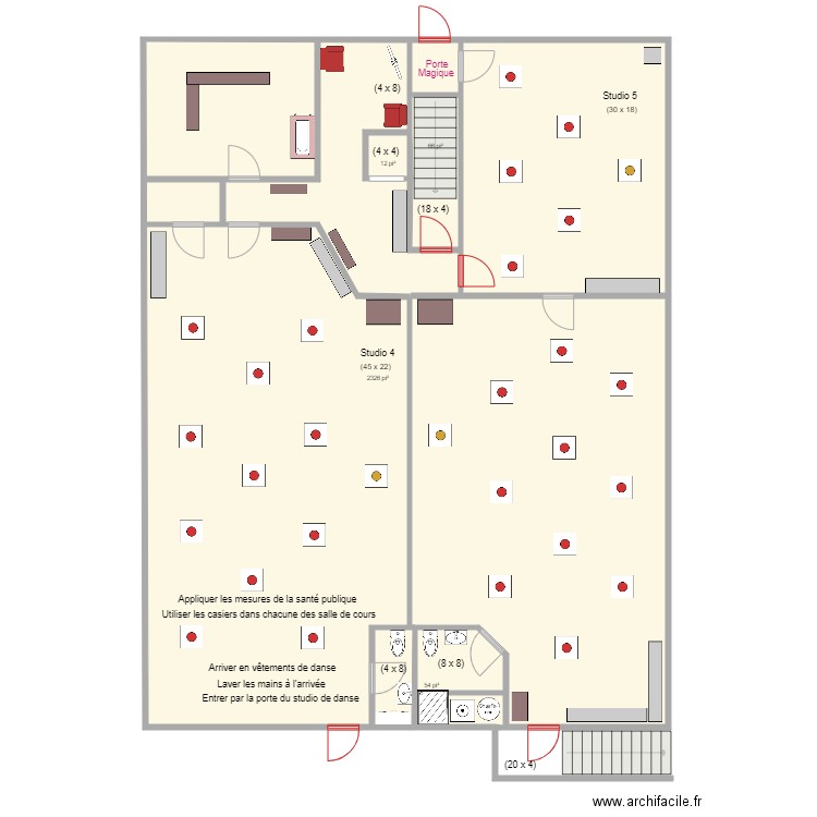 Covid EDNL 2e étage reouverture. Plan de 0 pièce et 0 m2