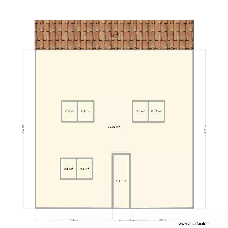 DP4 - façade avant (avant extension). Plan de DP4 - façade avant (avant extension). Plan de
