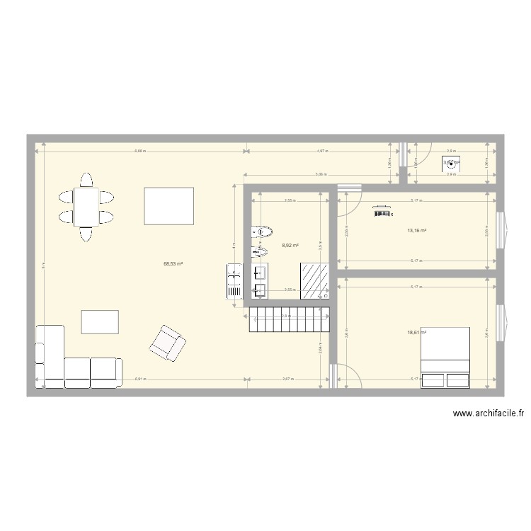 A Frame. Plan de 5 pièces et 113 m2