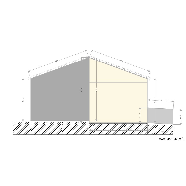 façade nord. Plan de 0 pièce et 0 m2