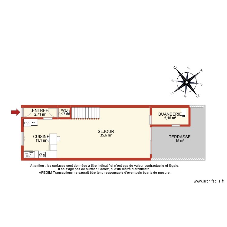 BI 9925 RDC PASCAL. Plan de 6 pièces et 71 m2