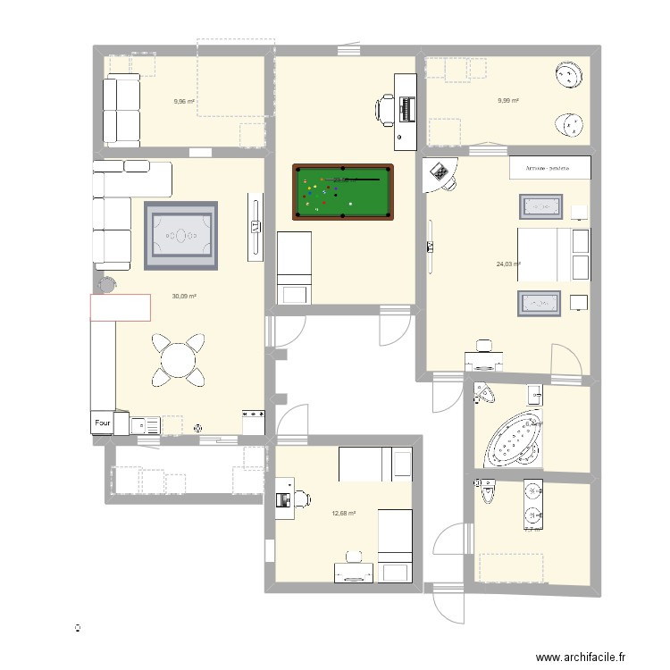 kamel. Plan de 8 pièces et 124 m2