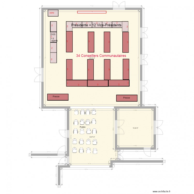 Plan de tables Conseil Communautaire. Plan de 0 pièce et 0 m2
