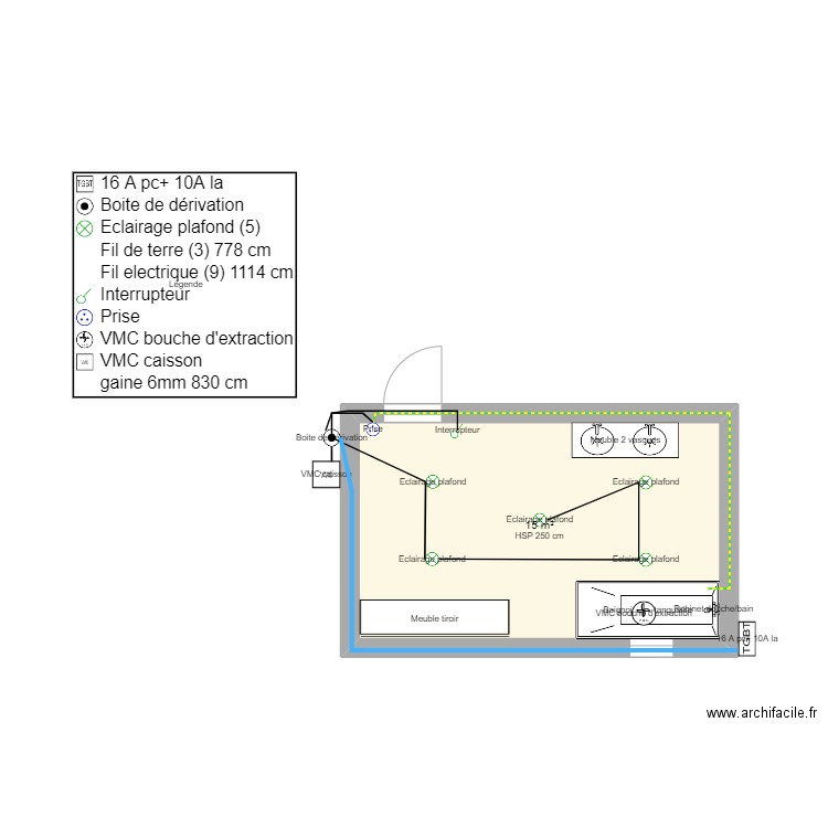 Salle d'eau Cristian D . Plan de 1 pièce et 15 m2