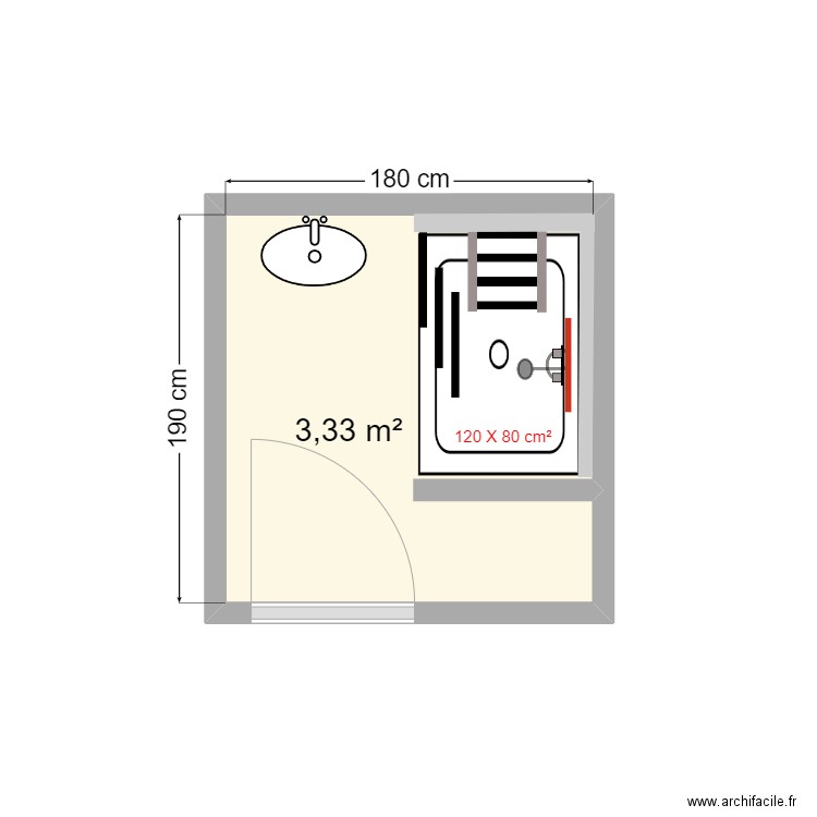 SIVANANTHAN plan projeté. Plan de 1 pièce et 3 m2