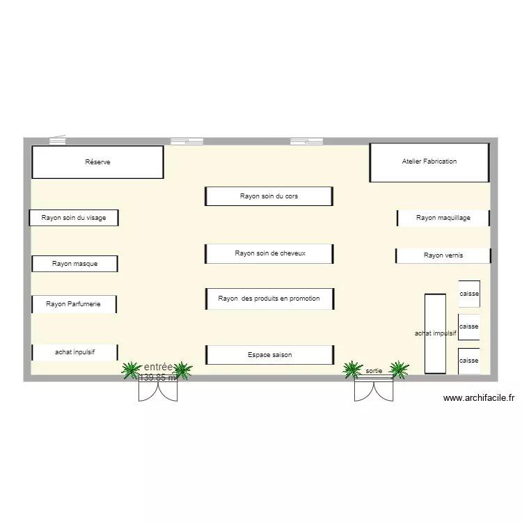 MAGASIN Cosm&eacute;tique. Plan de 