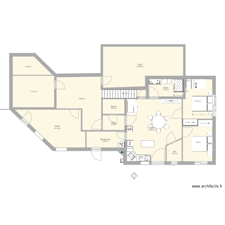 Sous sol modifie. Plan de 0 pièce et 0 m2