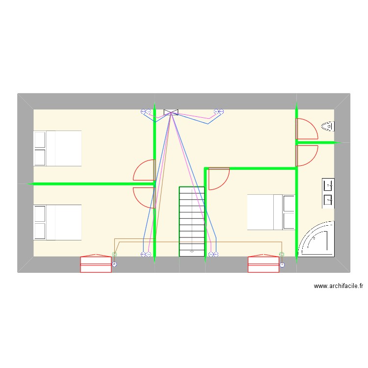 LEPAUVRE Pierre Maison Parigné Volet roulant Réseau informatique et antenne télé 1er étage. Plan de 7 pièces et 66 m2