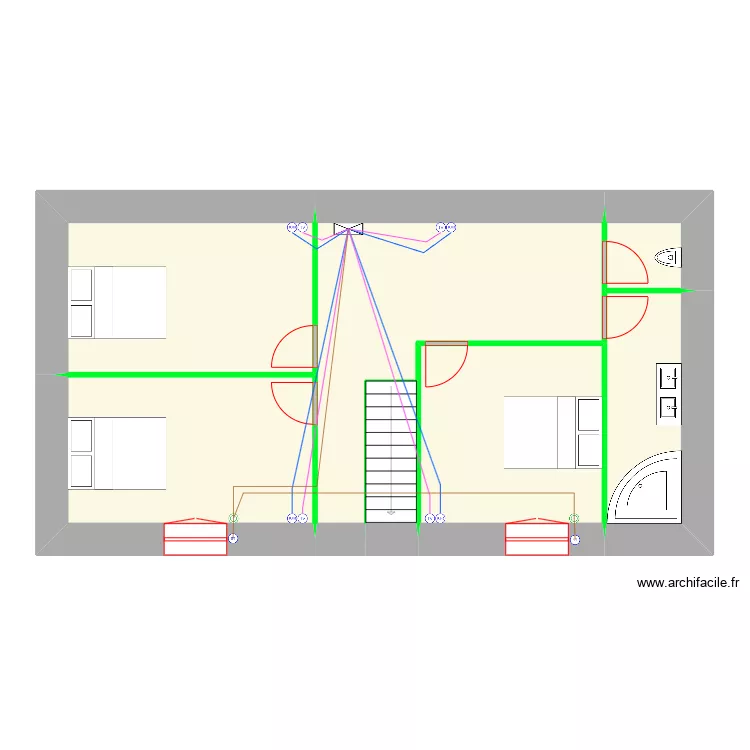 LEPAUVRE Pierre Maison Parign&eacute; Volet roulant R&eacute;seau informatique et antenne t&eacute;l&eacute; 1er &eacute;tage. Plan de 