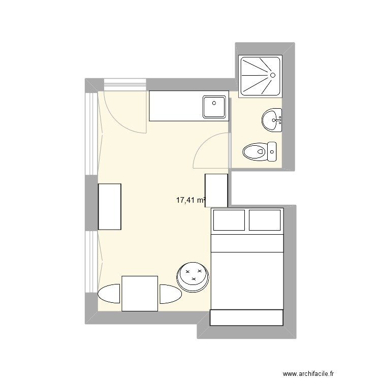 aménagement plan B. Plan de 1 pièce et 17 m2